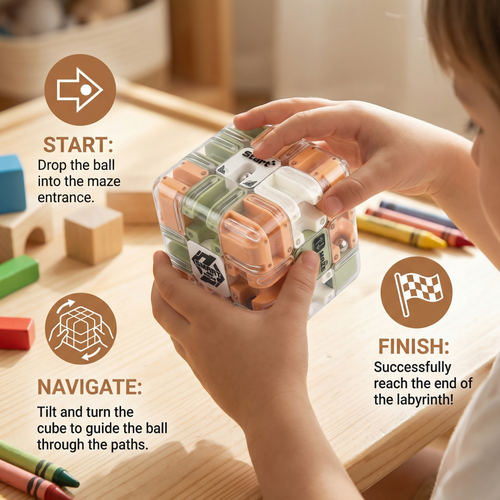 3D Labyrinth Puzzle Cube